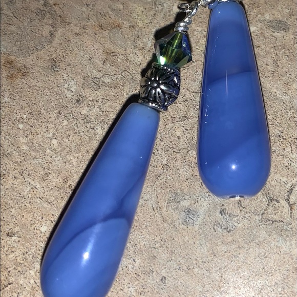 Dark Blue Banded Agate. SS.AB Swarovski. Handmade - Picture 5 of 6